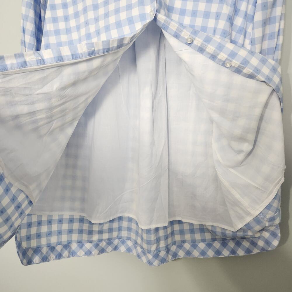 Hill House Colette Blue Jacquard Check Ruffle Long Sleeve Mini Dress, XS - Picture 7 of 14